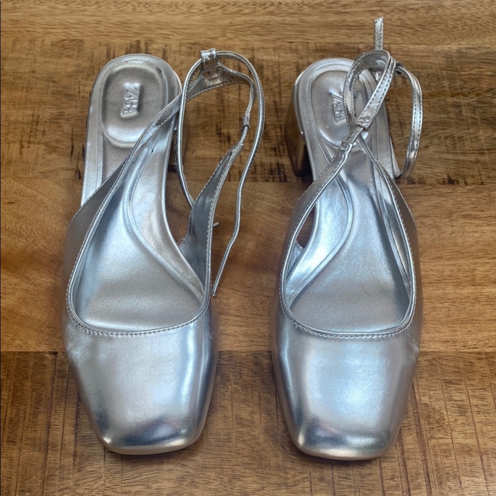 Zara Silver Heels Modern Reflective Design